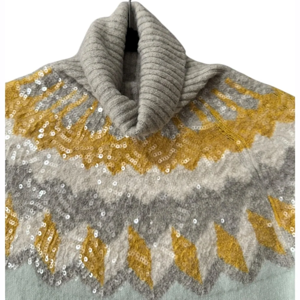 J.‎ Crew Sequin Fair Isle Turtleneck Sweater XS NEW